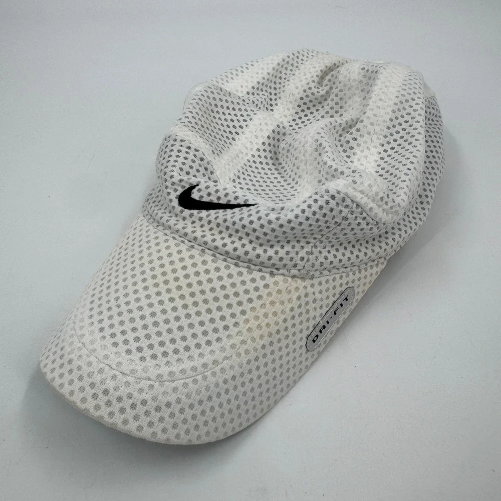 Vintage Nike Tailwind Dri-FIT Mesh Running Hat One Size White 5-Panel Adjustable